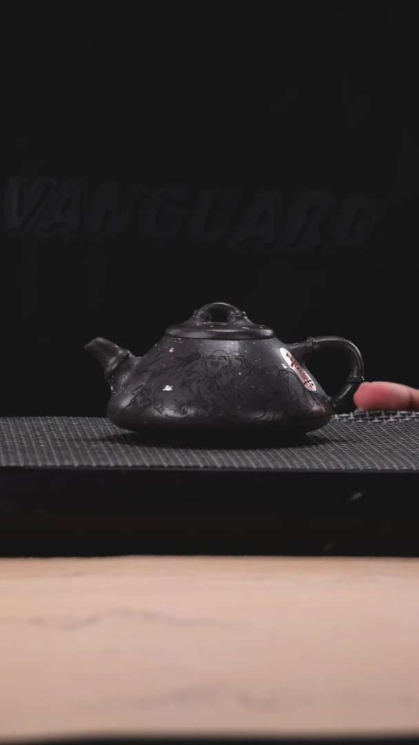茶壶紫砂银星砂竹节石瓢