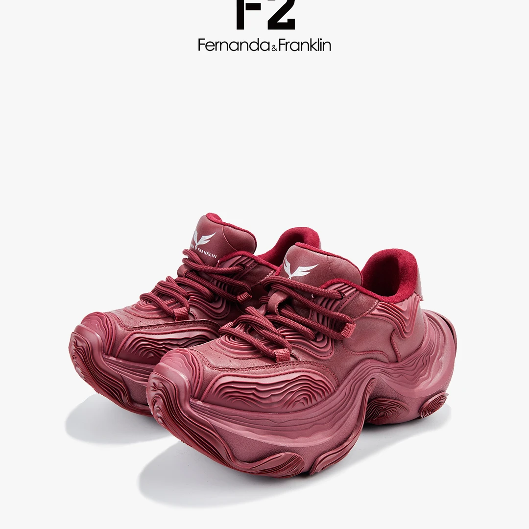 F2【龙脊梯田】秋季新款休闲鞋牛皮胶片厚底增高时尚潮酷老爹鞋