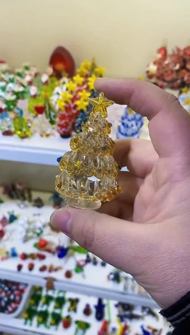 【闪购商品】琉璃手工艺品黄透实心圣诞树