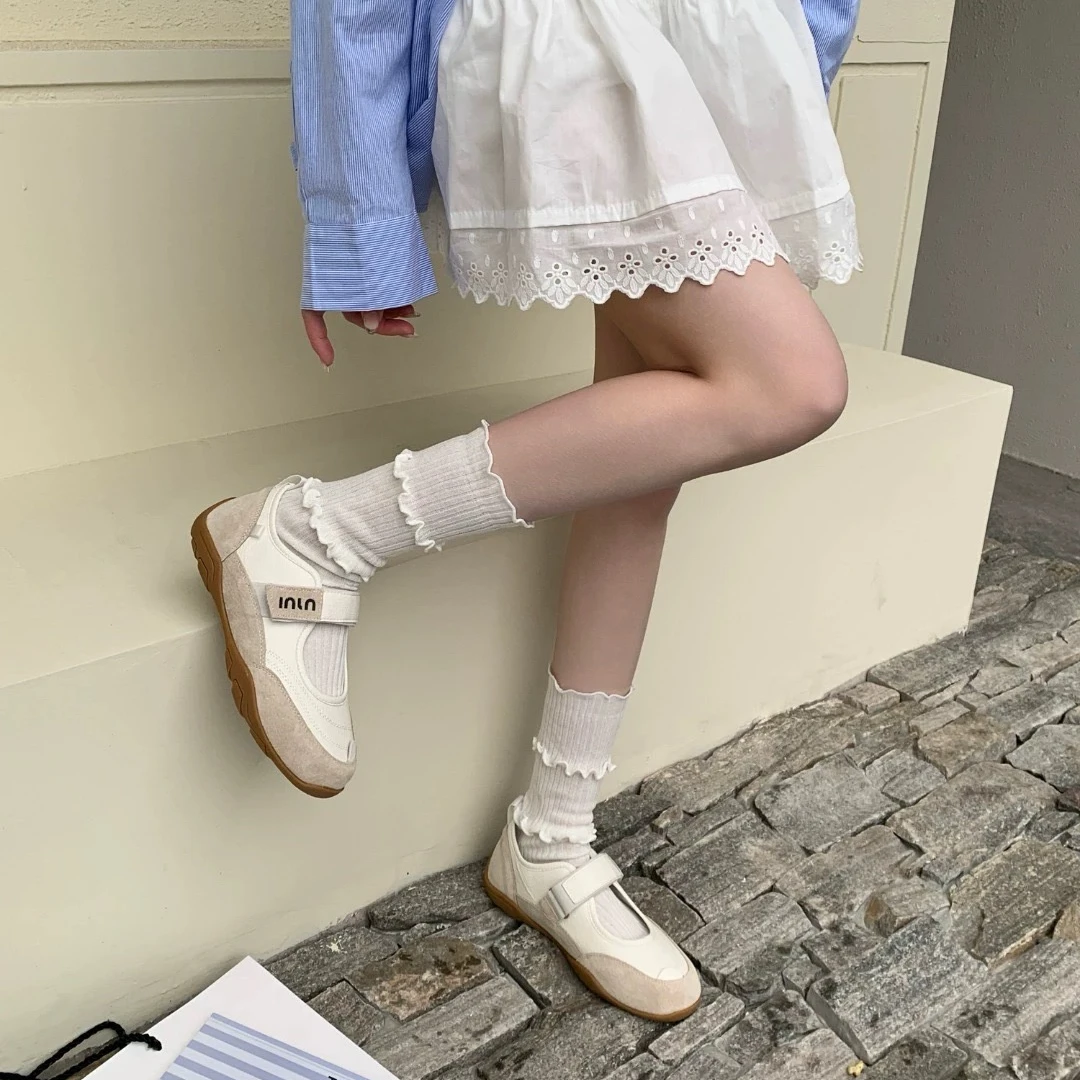 仙女风芭蕾德训鞋女2025新款夏季魔术贴一脚蹬休闲鞋KKCS 1978261