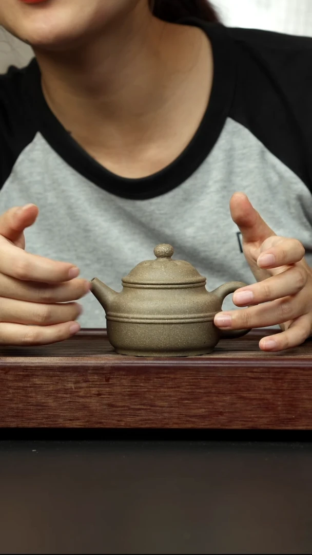 紫砂茶壶百年岩中泥 青色腰线德钟