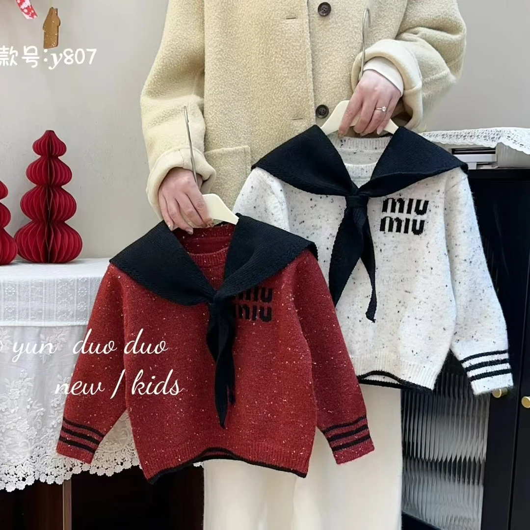 DM.女童冬装字母毛衣2025新款