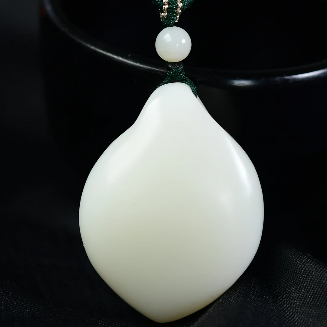 和田玉米达料白玉随型吊坠男女款白色玉石项链挂件玉坠