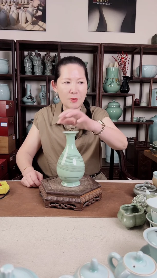 梅青 纯手工 绞胎 玉壶春