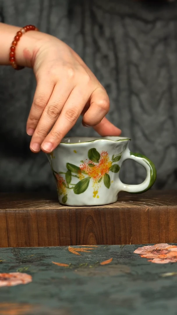 杯釉下彩手工手绘同款陶器