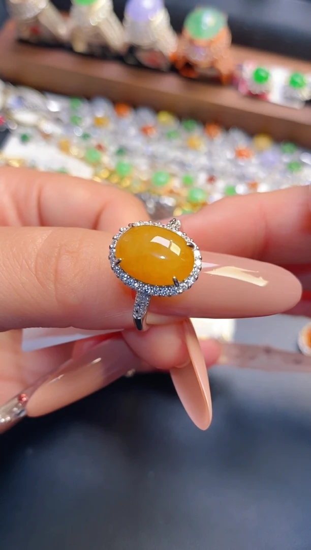 银S925镶嵌戒指翡翠天然