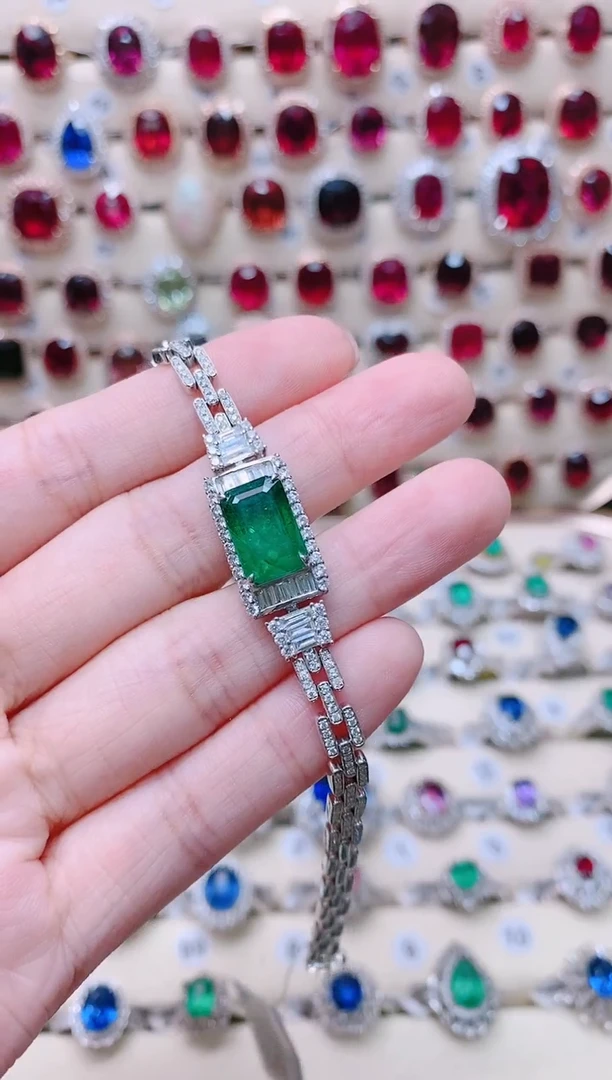 18K金手链18K金镶嵌祖母绿1