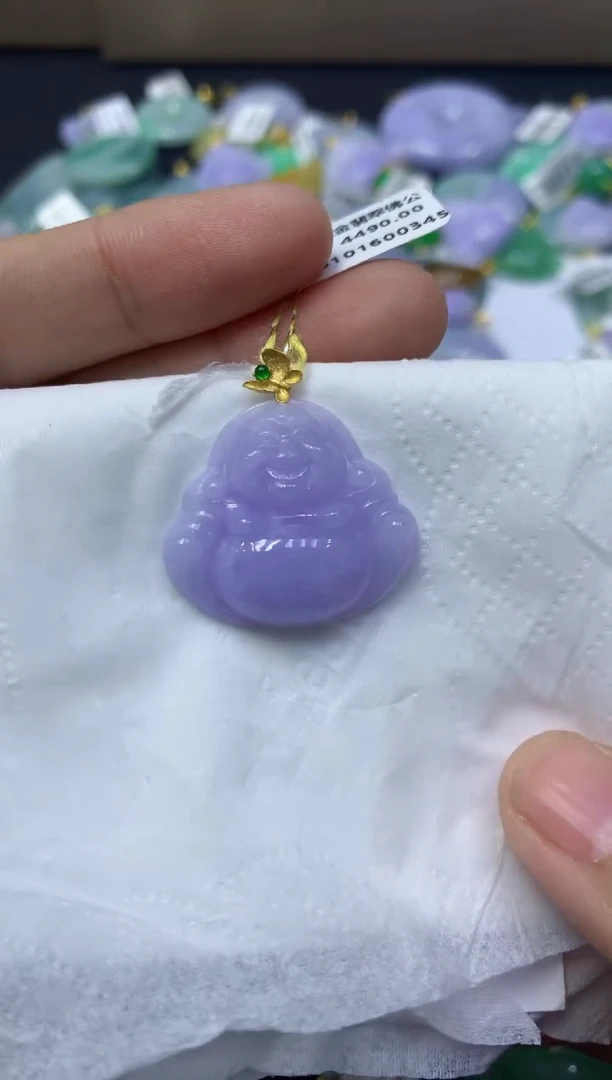 颈饰18K金镶嵌翡翠天然缅甸翡翠A货