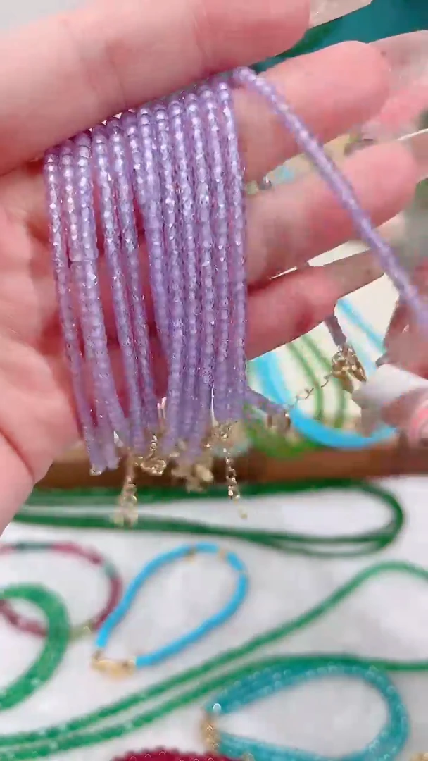 手链锂辉石银S925镶嵌紫13.14