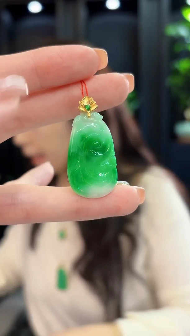 吊坠(不含链)18K金镶嵌翡翠 缅甸A货/支持复检/一件