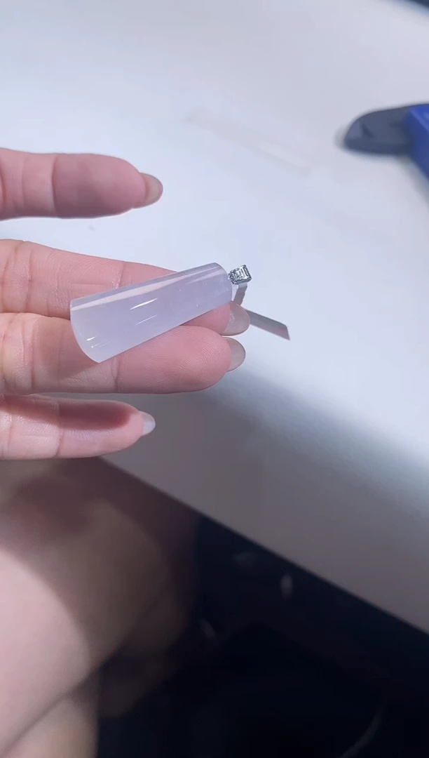 翡翠18K金镶嵌吊坠(不含链)无事柱