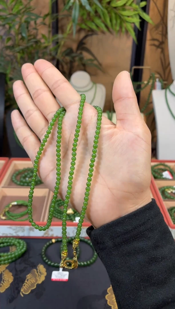 颈饰未镶嵌和田玉（碧玉）4色标正阳无矿毛衣链