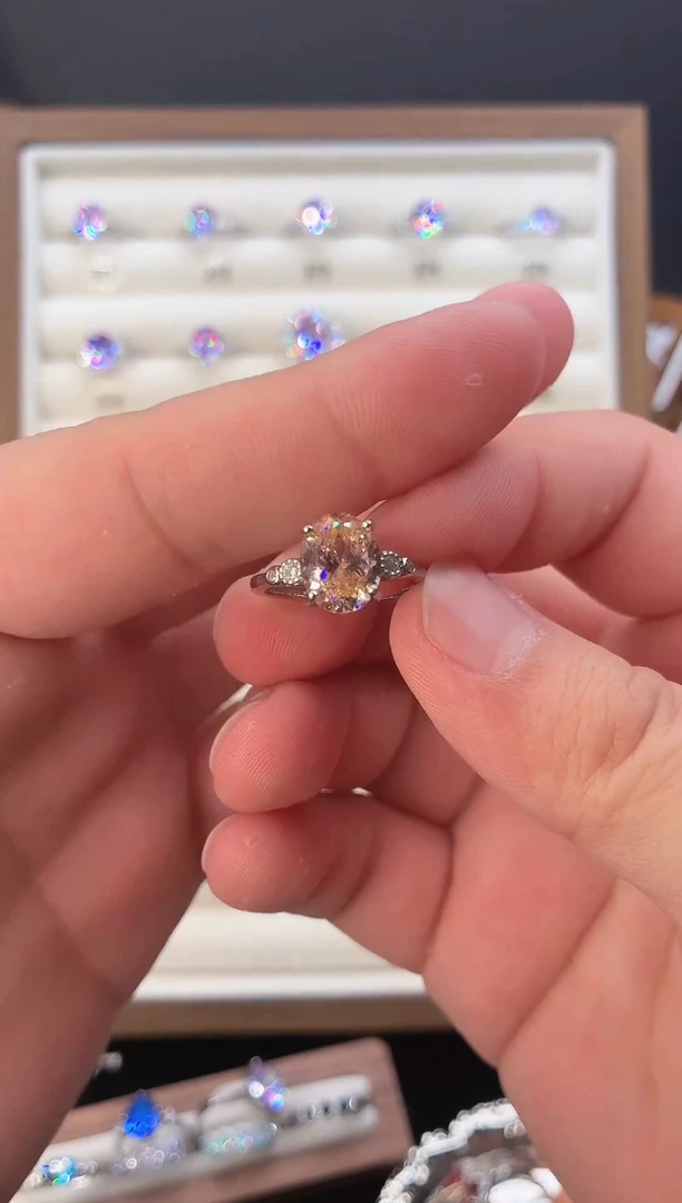 戒指彩色蓝宝石银S925镶嵌123456