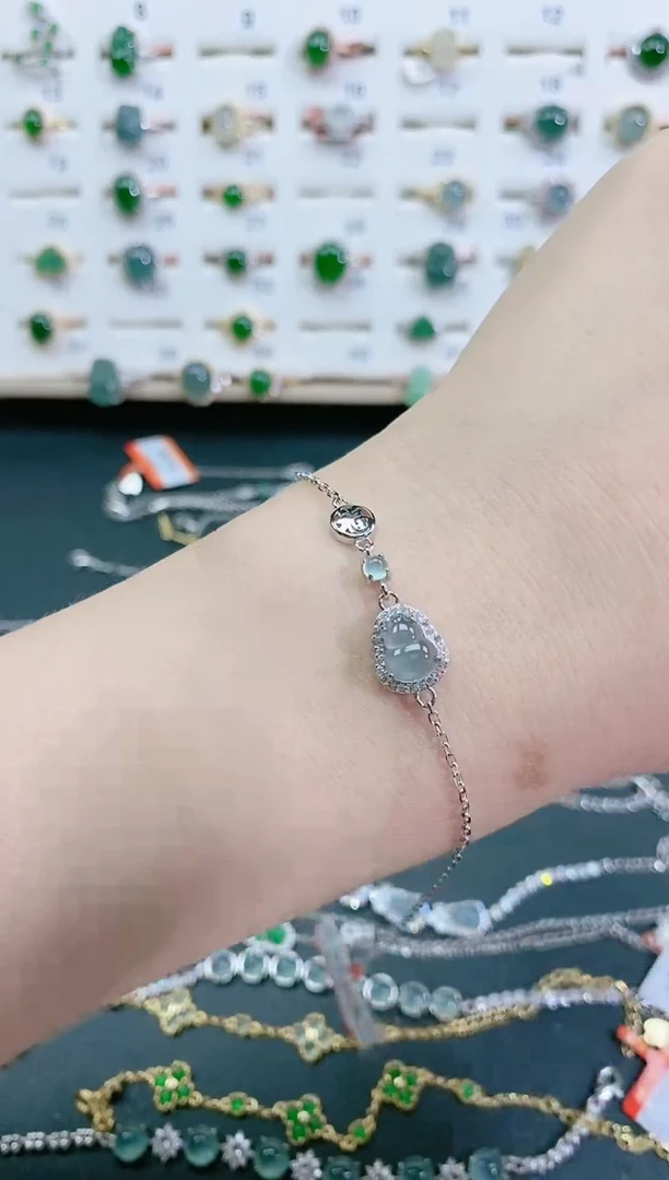 银S925镶嵌手链翡翠天然翡翠