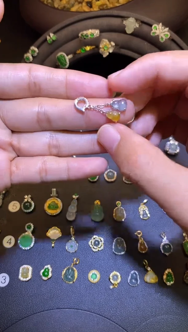 吊坠(不含链)银S925镶嵌翡翠1