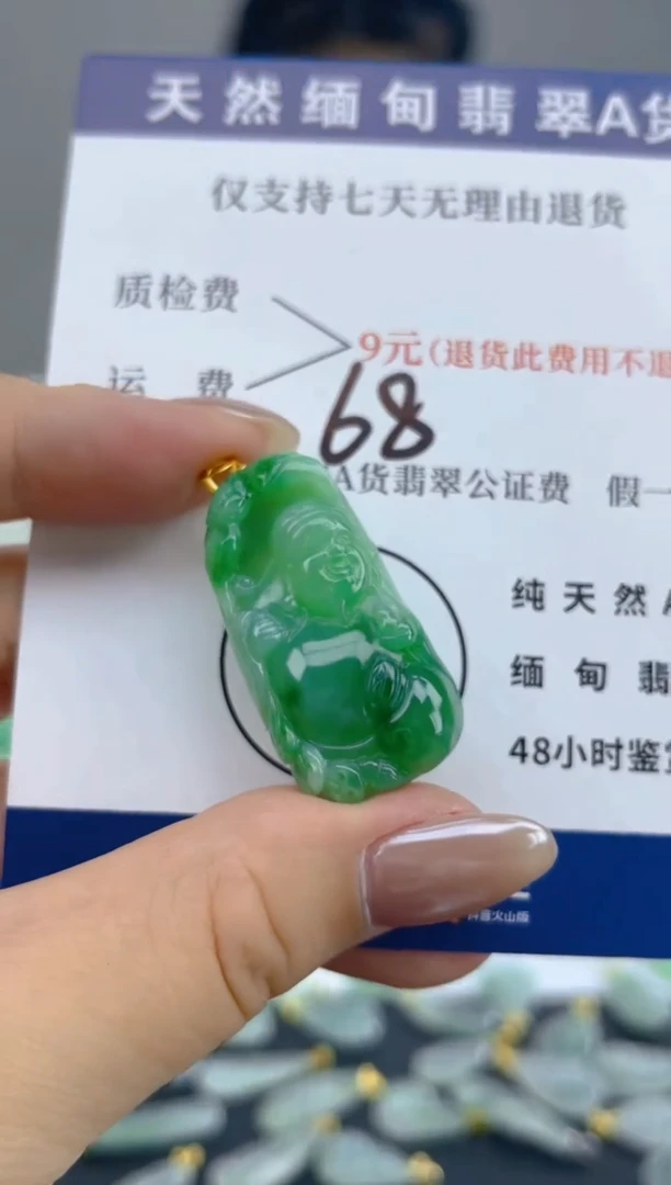 颈饰18K金镶嵌翡翠天然A货翡翠