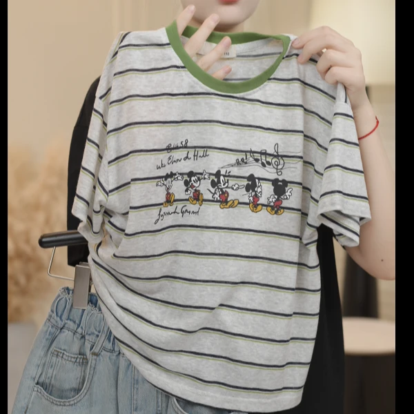 现货-【兔小呗】夏装儿童韩版时尚个性条纹设计休短袖T恤SJ5759