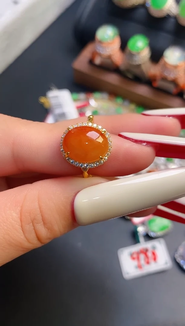 银S925镶嵌戒指翡翠天然