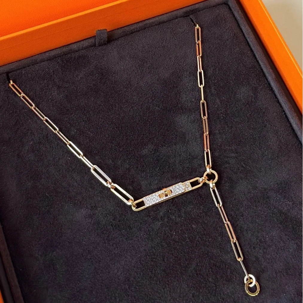 99新 Hermes/爱马仕 小花6珊 kelly 二合一 项链手链 18K玫瑰金