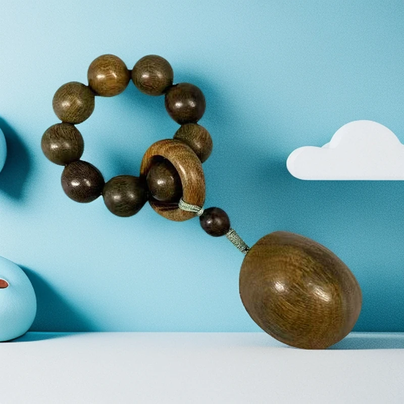 富甲一方 绿檀木1.2cm 手把件 盘玩件