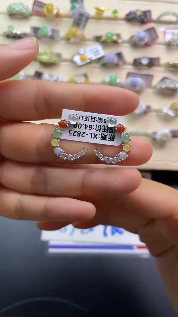 银S925镶嵌戒指翡翠翡翠 蛋面 银S925镶嵌