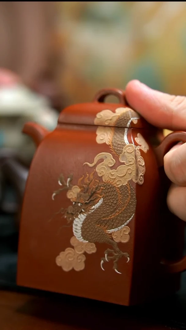 茶壶紫砂幸****到朱泥青龙汉方壶