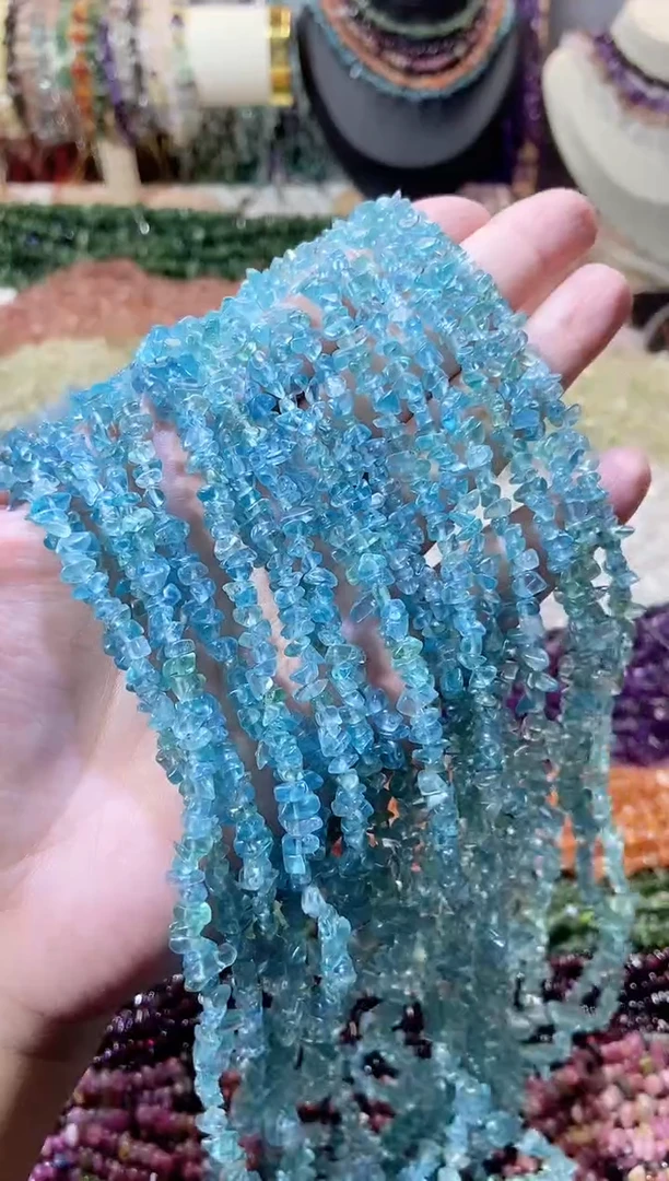 未镶嵌珠宝半成品水晶小蓝磷灰