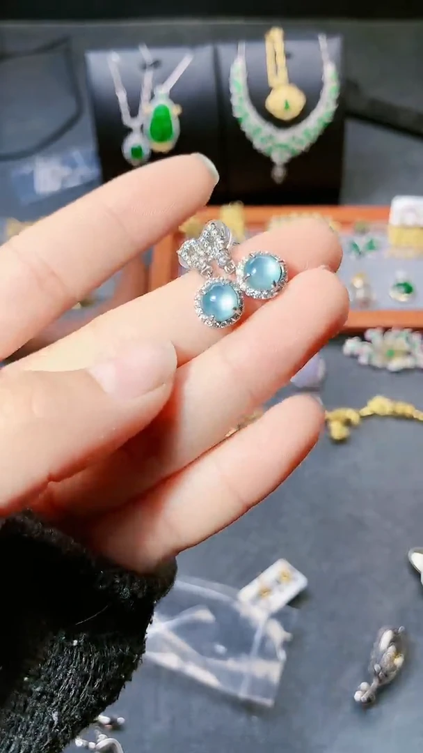 【闪购商品】翡翠耳饰银S925镶嵌耳饰