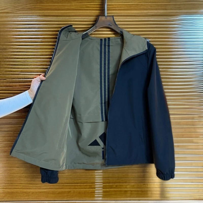 9864（双面穿薄棉）秋冬新款连帽刺绣时尚百搭休闲薄棉上衣棉服