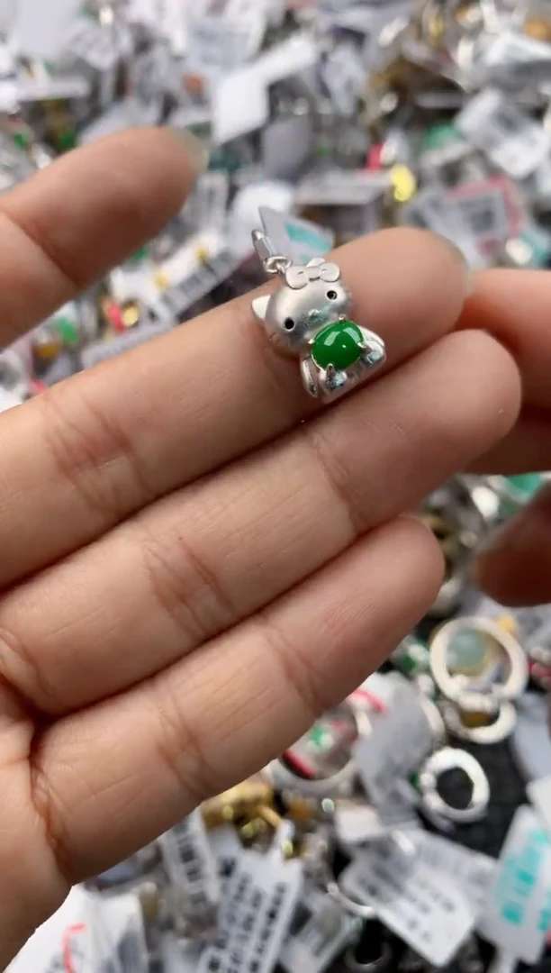 银S925镶嵌戒指翡翠222---3