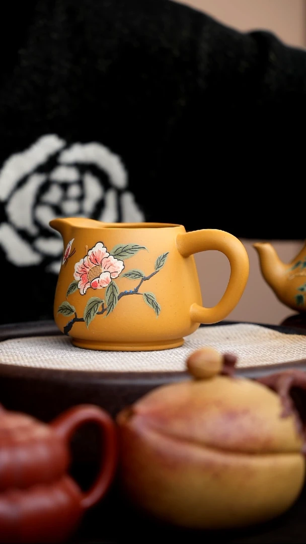 茶壶紫砂黄金段公道杯蝶恋花
