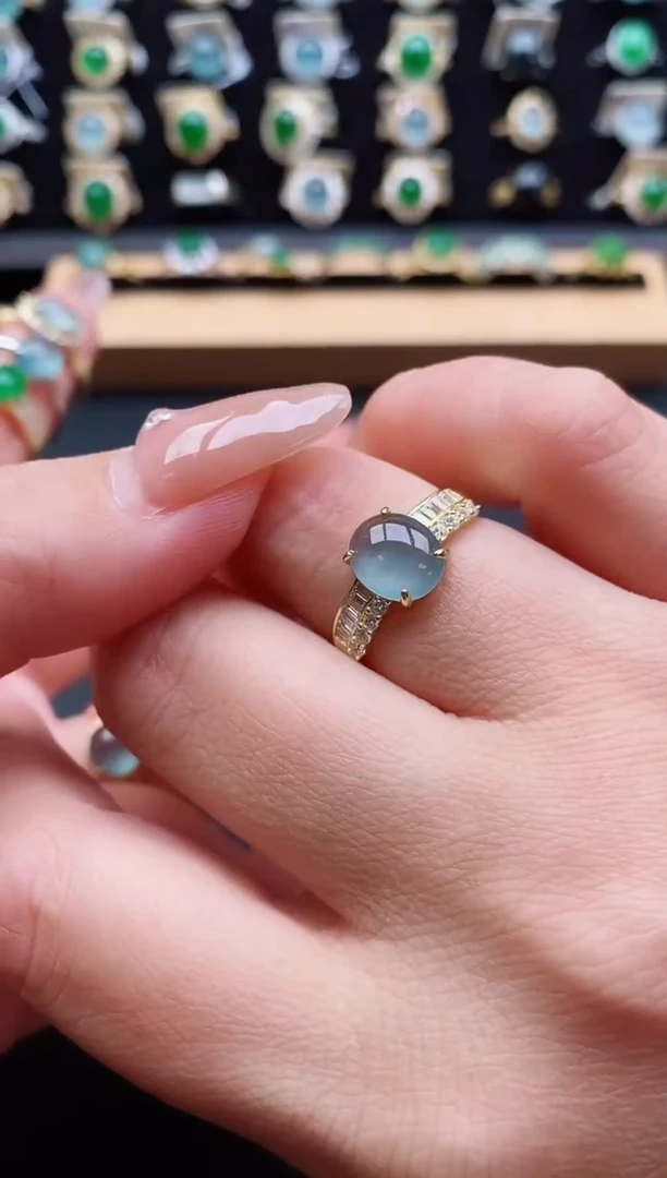 银S925镶嵌戒指翡翠1