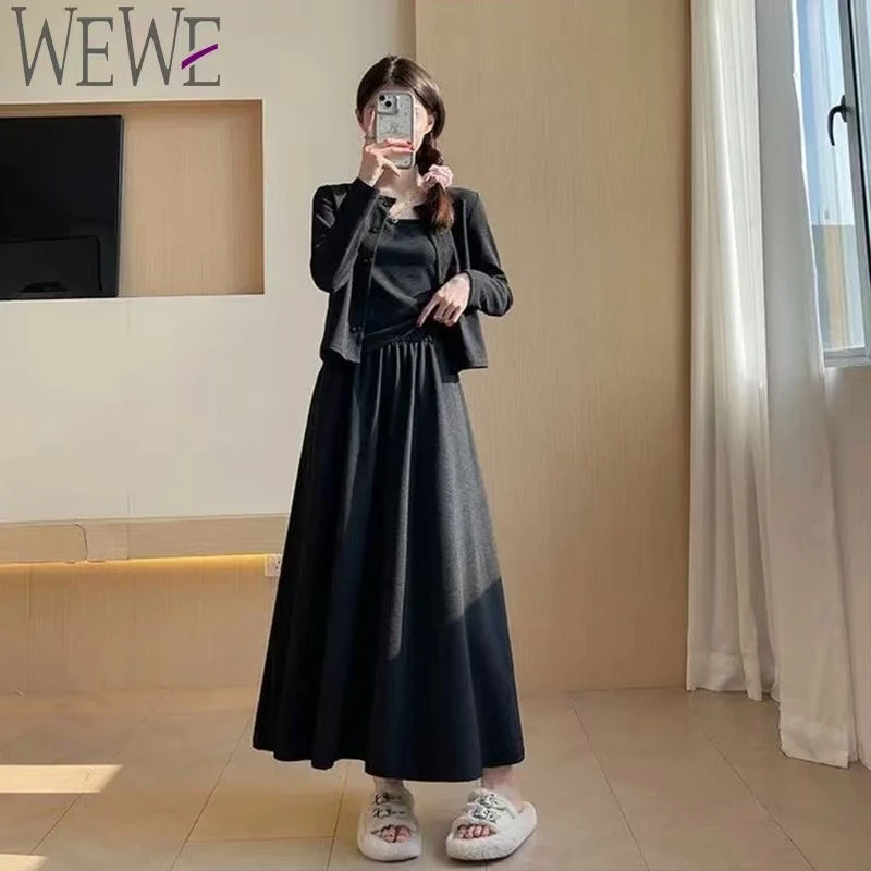 2025秋季新款套装裙女高级感韩系气质时气针织开衫吊带半裙三件套