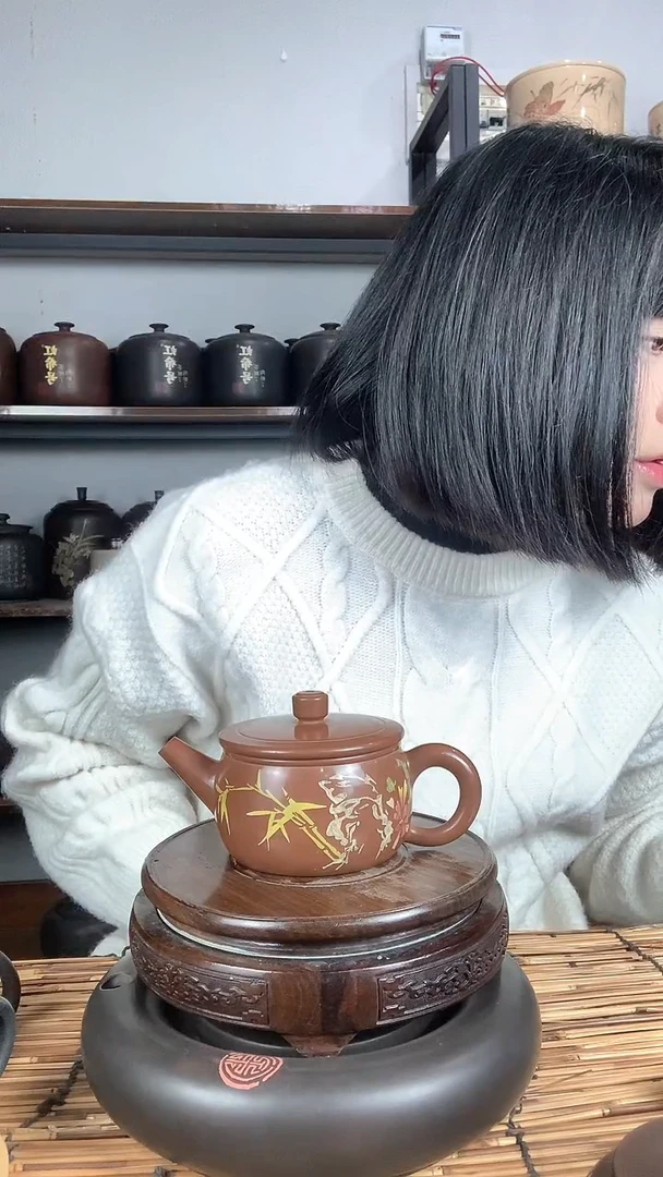 【闪购商品】罐建水紫陶手工彩填壶