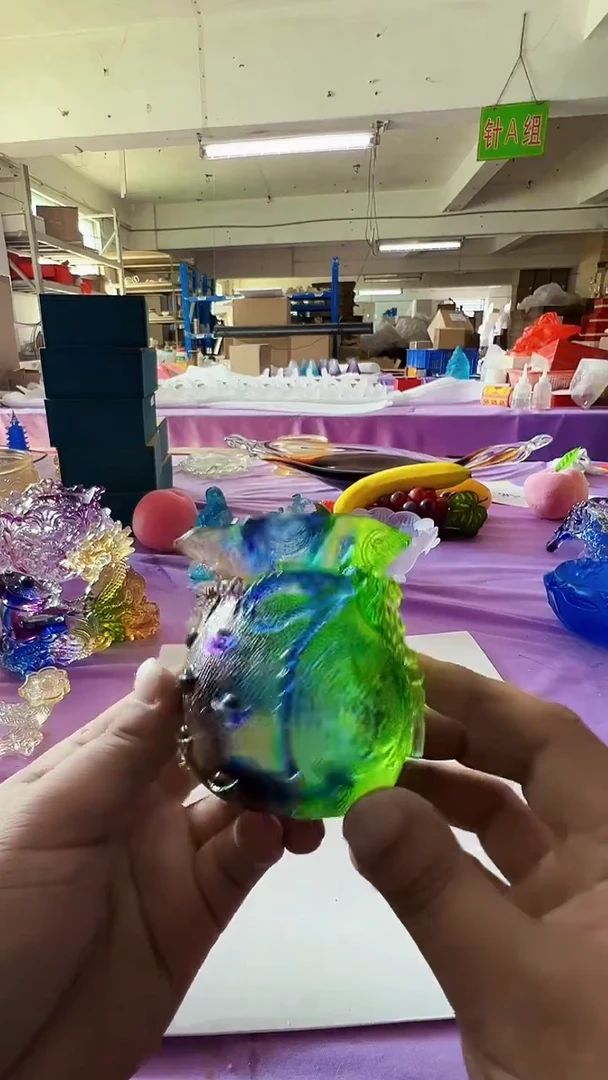 手工艺品琉璃古法琉璃钱袋摆件