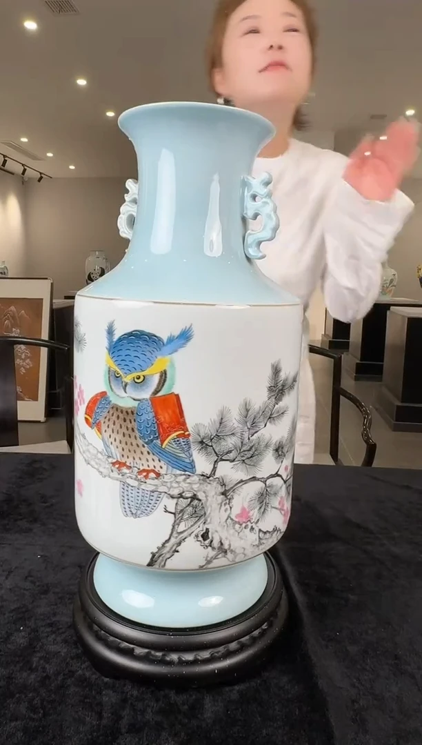 B25/黄杨老师猫头鹰赏瓶