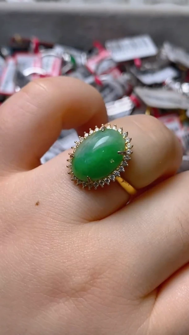 银S925镶嵌戒指翡翠百内无证书