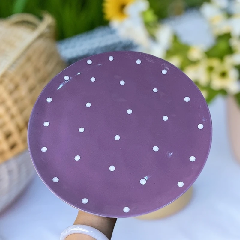 472 微瑕品紫色波点盘