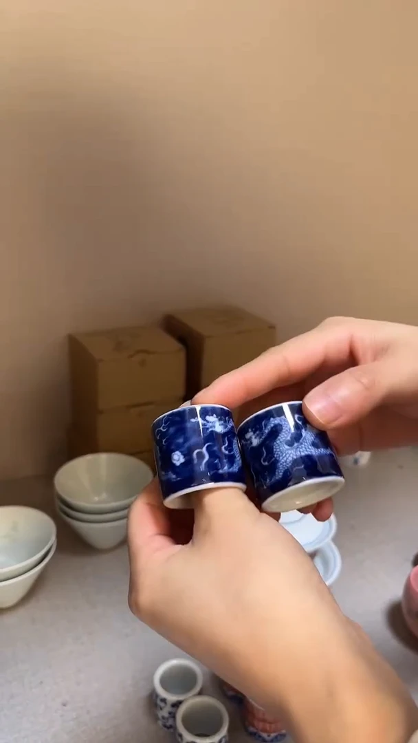 景德镇高温瓷蓝龙扳指