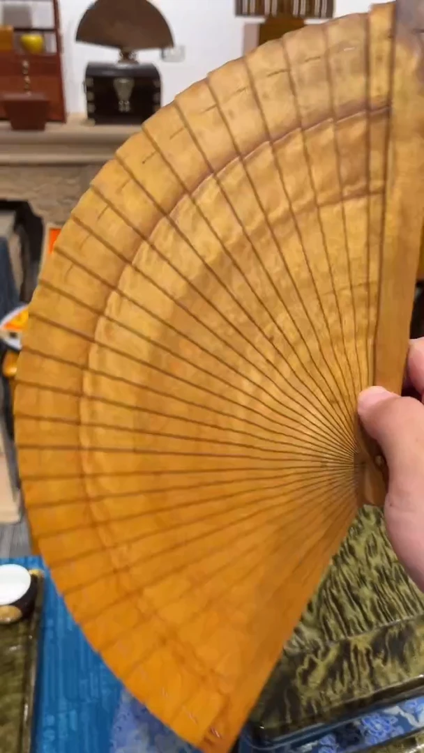 金丝楠金丝楠木小叶桢楠满水波纹扇子