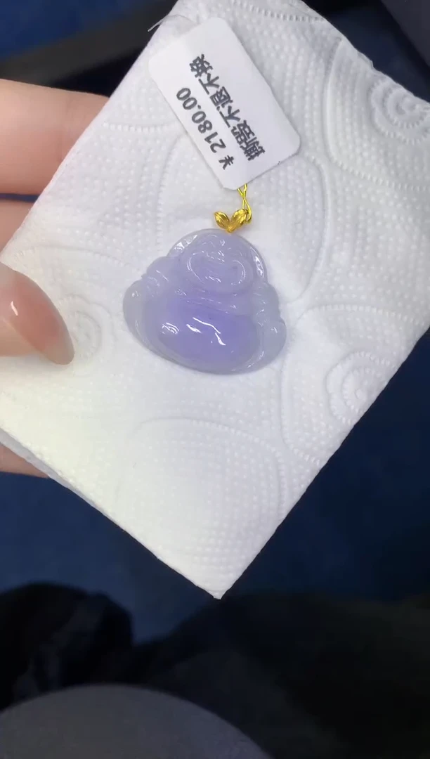 颈饰18K金镶嵌翡翠缅甸天然翡翠A货