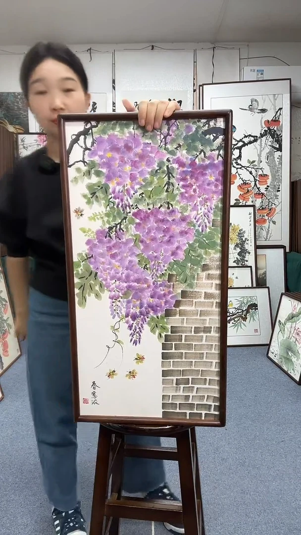 国画35*68实木画框京东包邮手绘