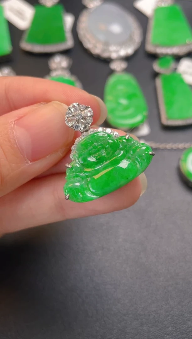 吊坠(不含链)银S925镶嵌翡翠吊坠