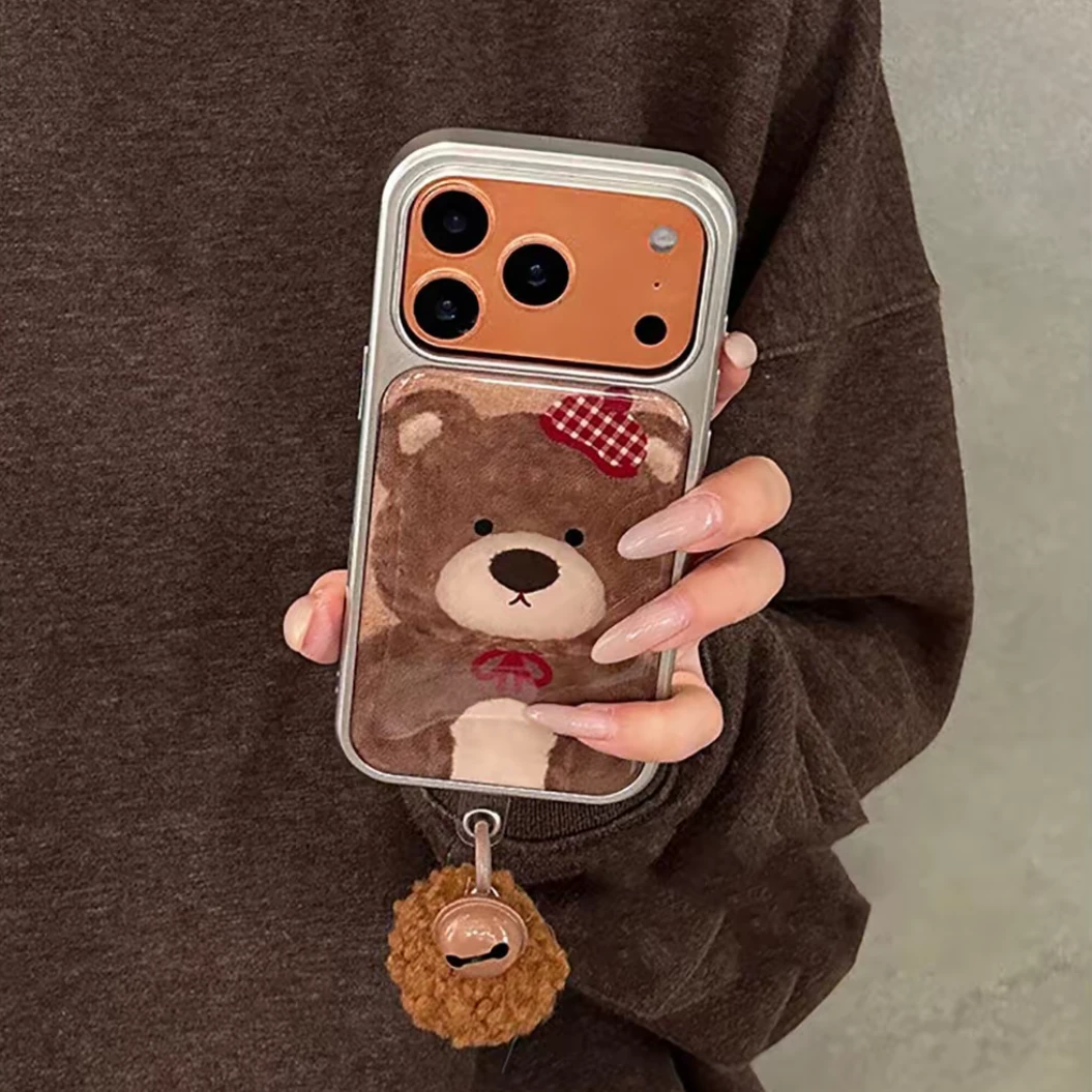 适用iPhone17promax新款滴胶壳可爱小熊mate70新款华为pura80大孔