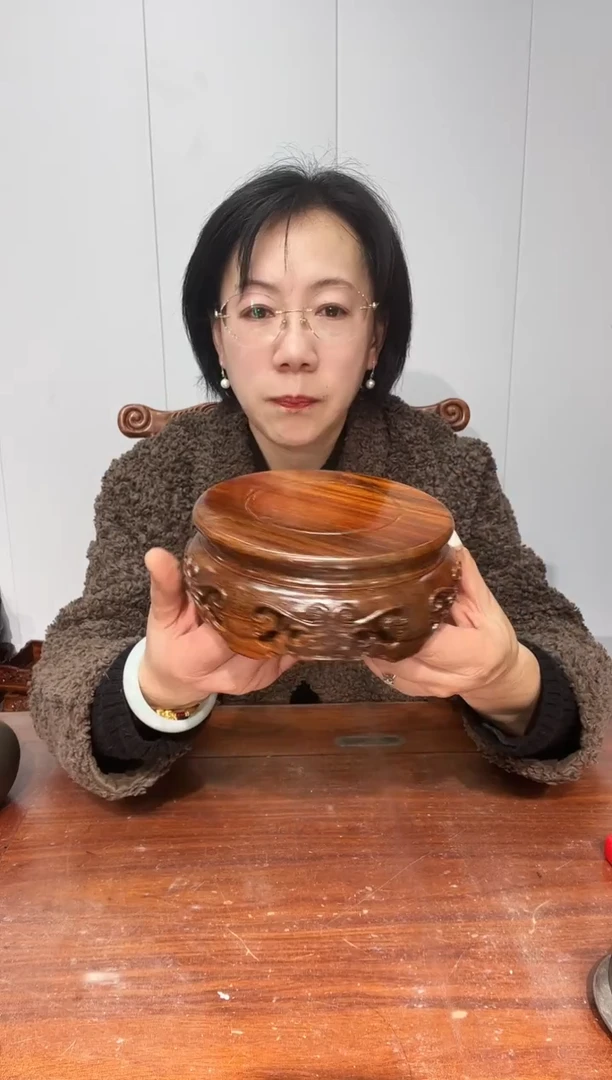 木老花圆形14*15.5*6.5精工款雕刻