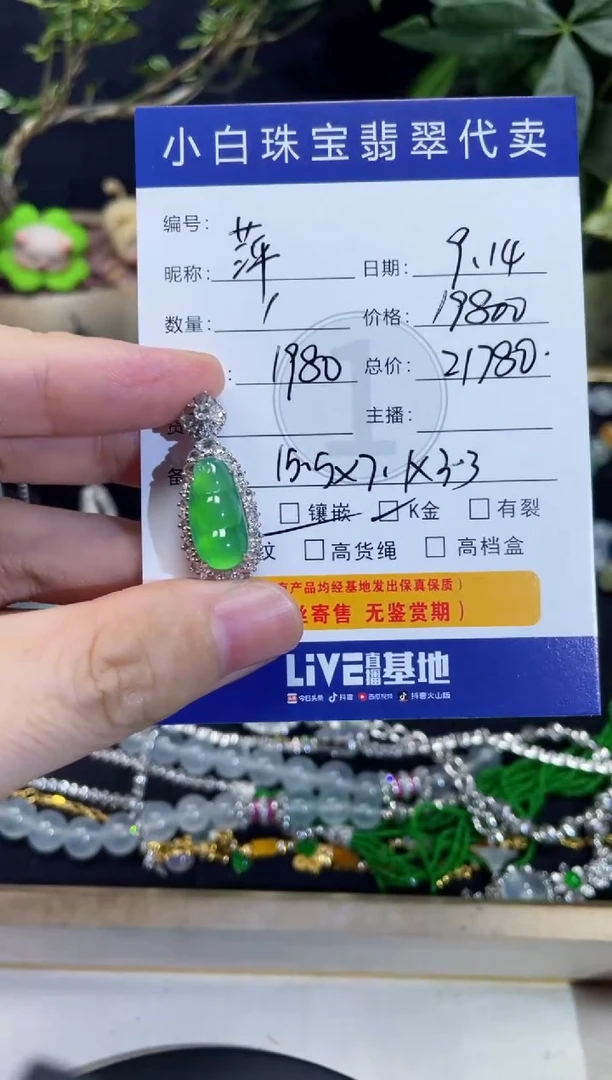 吊坠(不含链)18K金镶嵌翡翠萍**逢吊坠