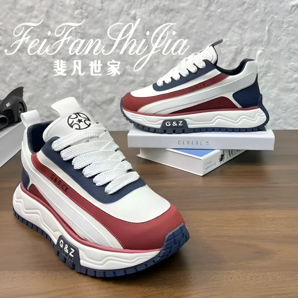 鞋子男款2025秋季新款休闲低帮舒适百搭男鞋潮流增高厚底拼色潮鞋