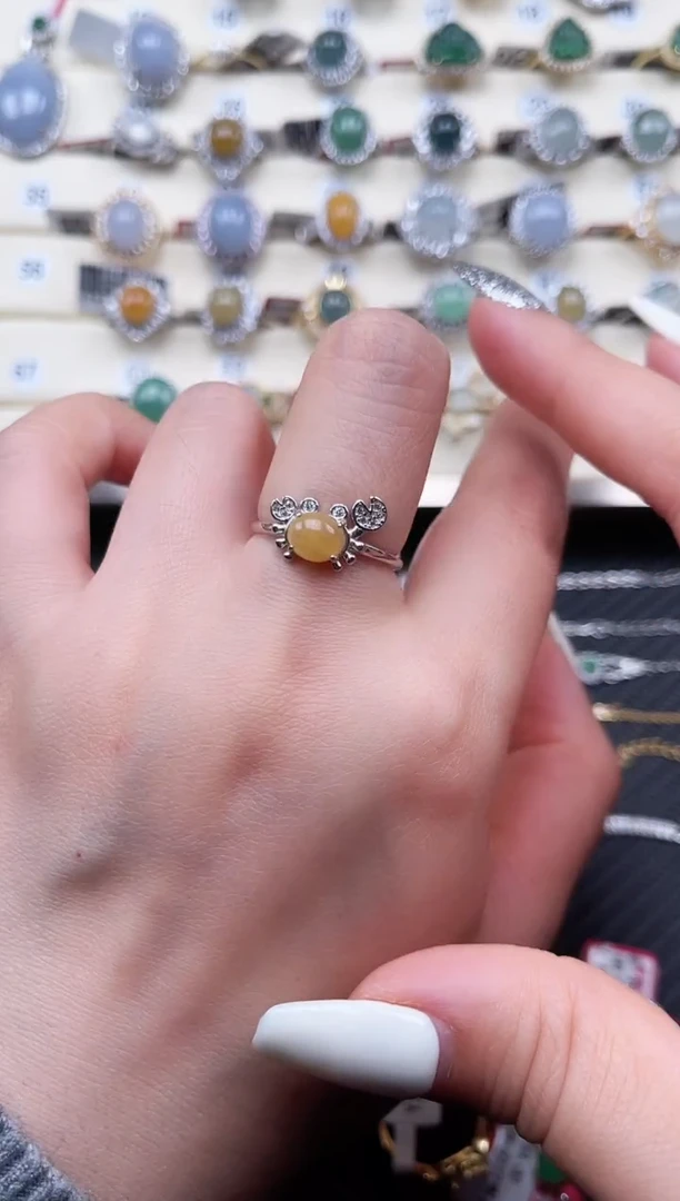 【闪购商品】翡翠戒指银S925镶嵌天然A货翡翠0018