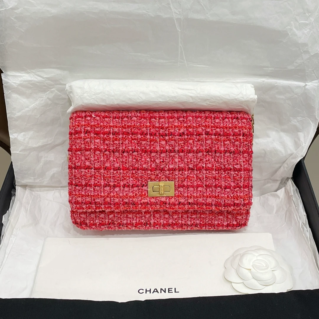 99新 Chanel/香奈儿 2.55毛呢链条包/7JJ38306