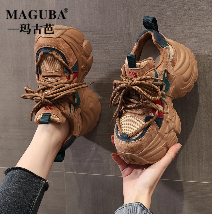 MAGUBA/玛古芭复古老爹鞋女新款厚底增高拼色潮牌时尚休闲运动鞋